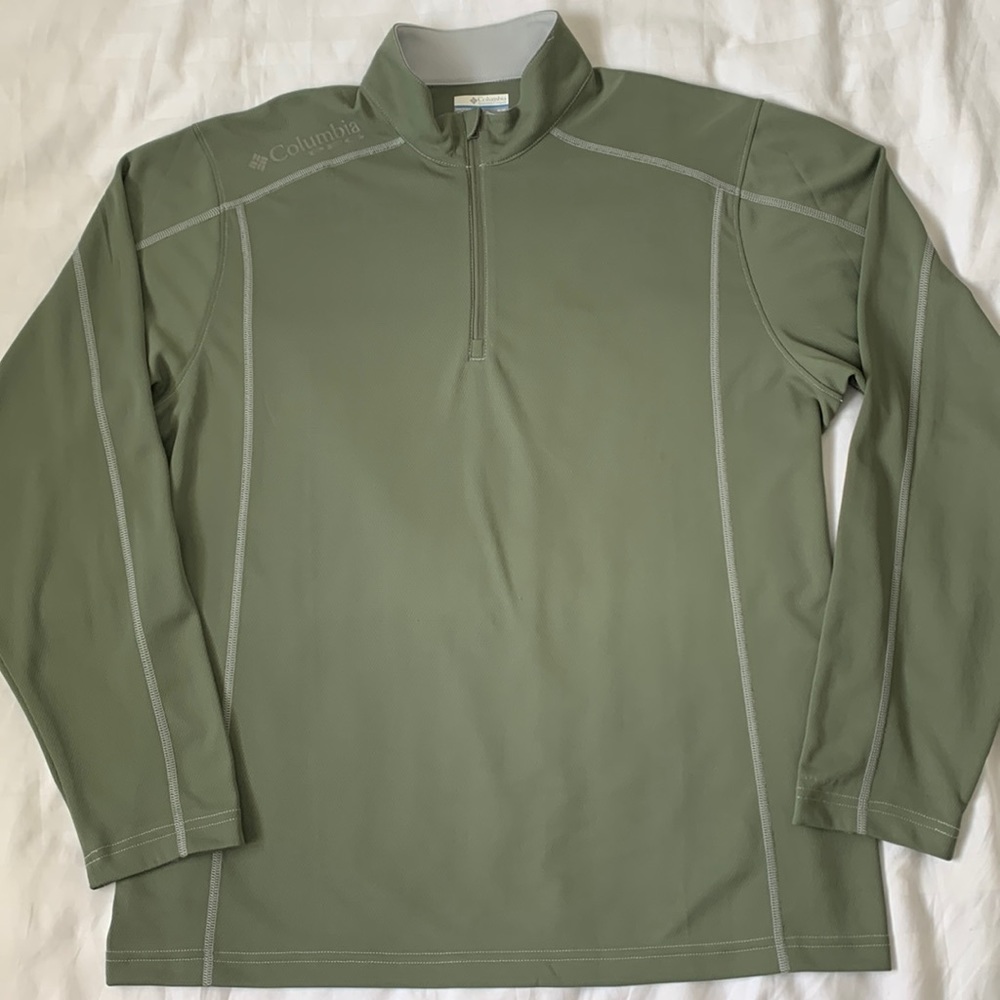 Columbia sage green Performance Fishing Gear Omni-Shade 1/4 zip long sleeve EUC